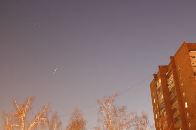 Вспышка Иридиума-58
г. Барнаул
12 января 2011 г., 17:39:28 местного времени
вверху слева - Юпитер
